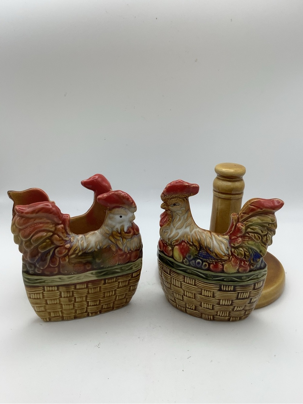 Vintage Ceramic Rooster Napkin and Paper Towel Holders